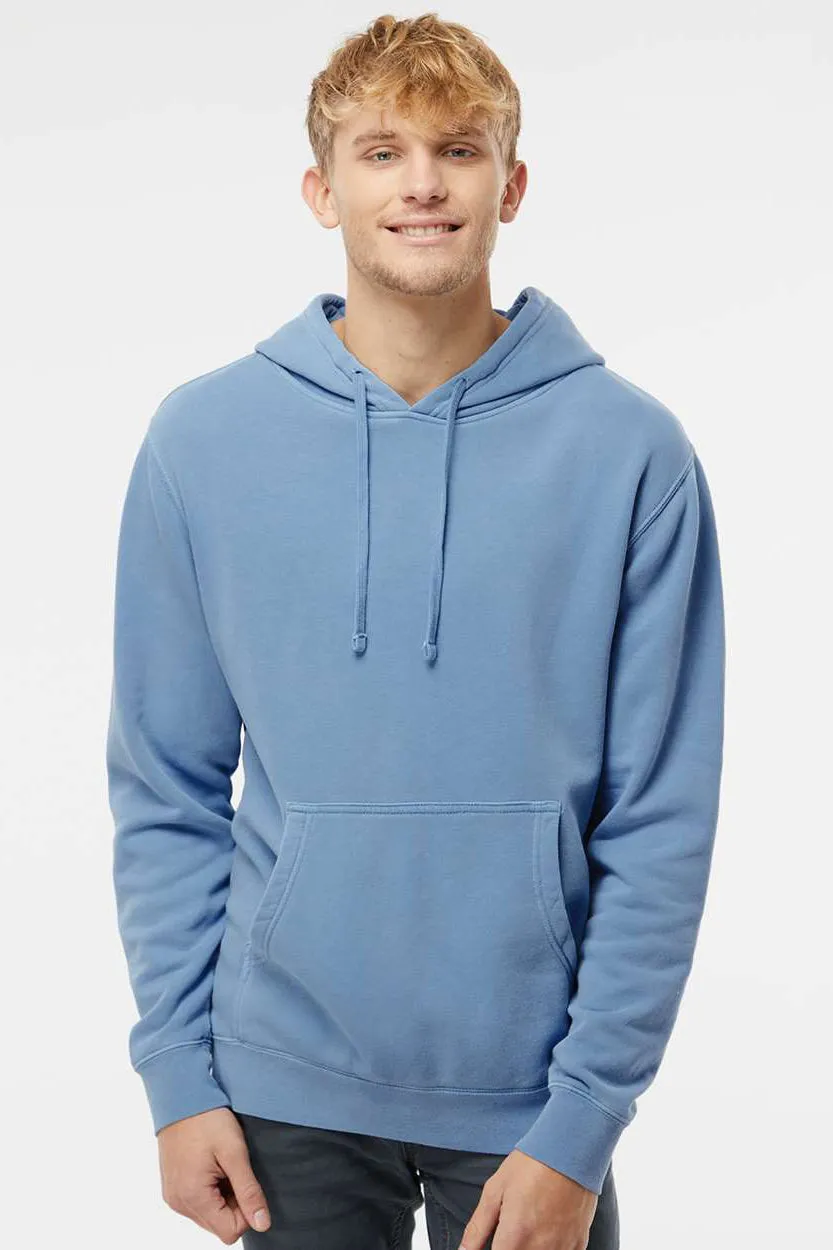 Independent Trading Company Herren Pigmentgefärbtes Kapuzenpullover Hoodie mit Kangaroo-Tasche - Hellblau