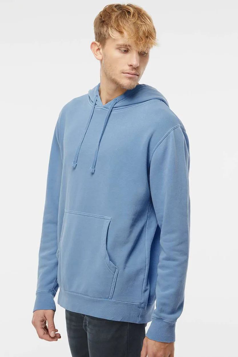 Independent Trading Company Herren Pigmentgefärbtes Kapuzenpullover Hoodie mit Kangaroo-Tasche - Hellblau