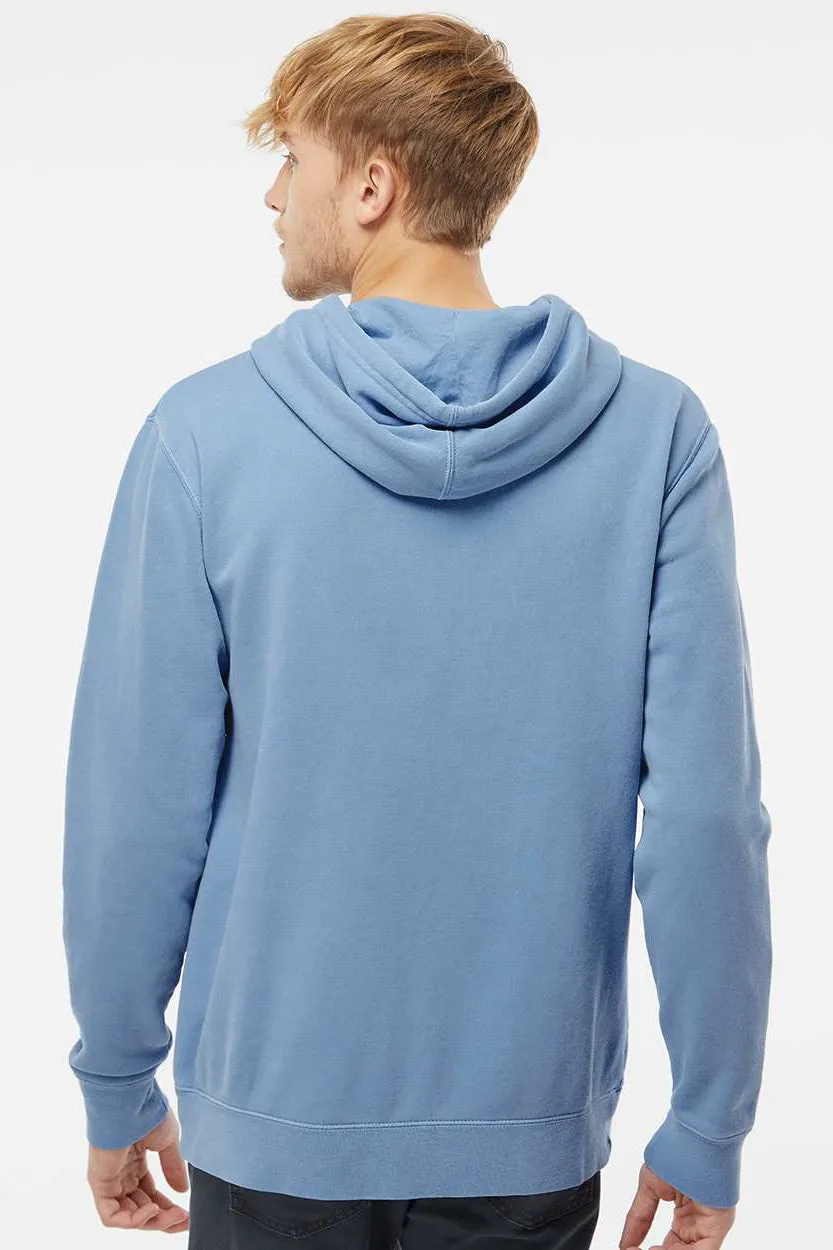 Independent Trading Company Herren Pigmentgefärbtes Kapuzenpullover Hoodie mit Kangaroo-Tasche - Hellblau