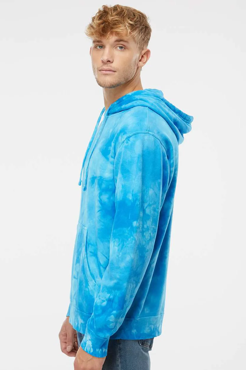 Independent Trading Company Herren Kapuzenpullover mit Tie-Dye-Muster und Kangaroo-Tasche - Aquamarin