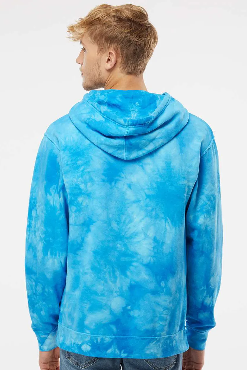Independent Trading Company Herren Kapuzenpullover mit Tie-Dye-Muster und Kangaroo-Tasche - Aquamarin