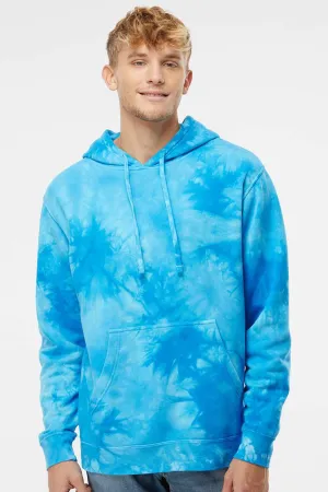 Independent Trading Company Herren Kapuzenpullover mit Tie-Dye-Muster und Kangaroo-Tasche - Aquamarin