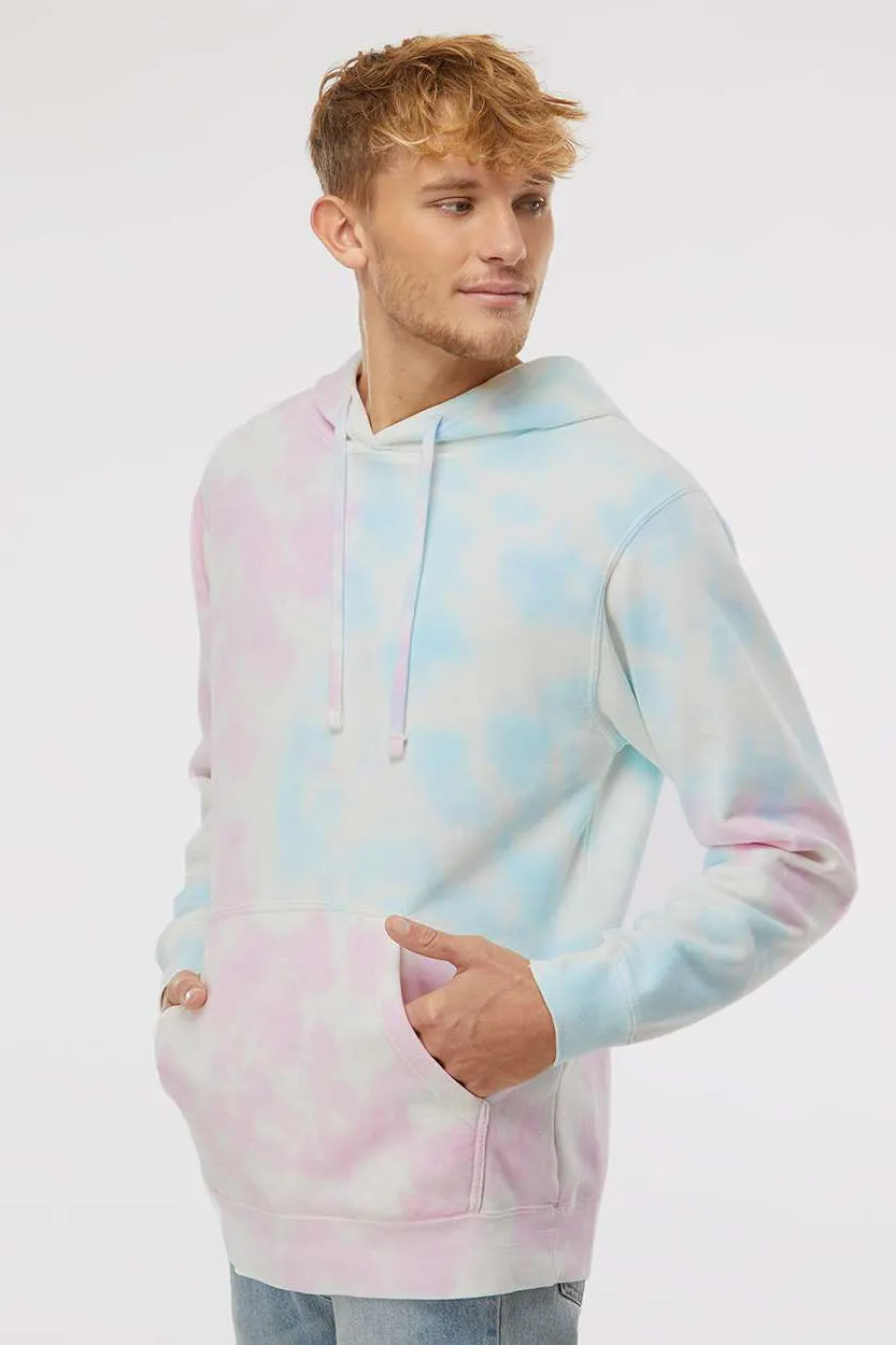 Independent Trading Company Herren Kapuzenpullover mit Tie-Dye-Muster und Kangaroo-Tasche - Zuckerwatte