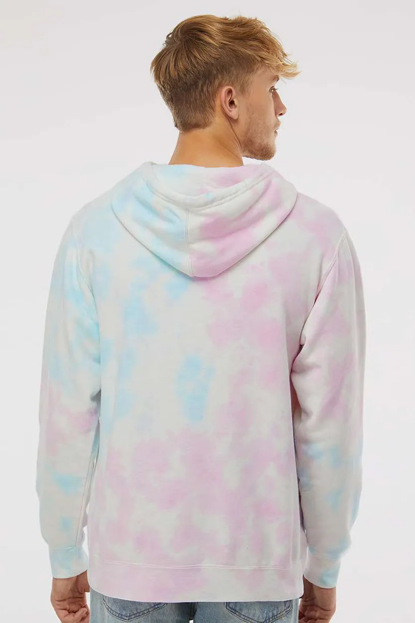 Independent Trading Company Herren Kapuzenpullover mit Tie-Dye-Muster und Kangaroo-Tasche - Zuckerwatte