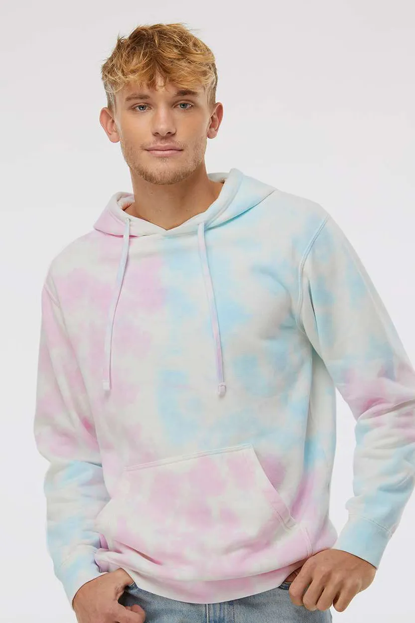 Independent Trading Company Herren Kapuzenpullover mit Tie-Dye-Muster und Kangaroo-Tasche - Zuckerwatte
