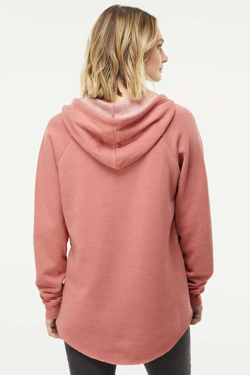 Independent Trading Company Damen California Wave Wash Kapuzenpullover Hoodie - Staubiges Rosenrosa