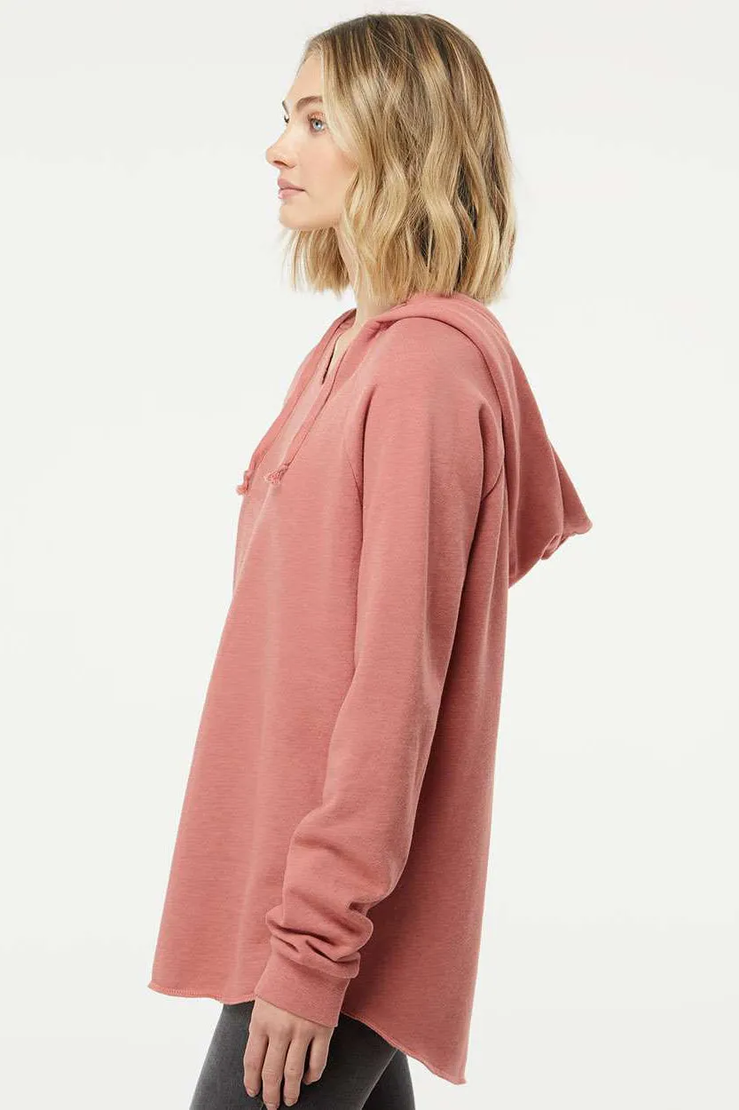 Independent Trading Company Damen California Wave Wash Kapuzenpullover Hoodie - Staubiges Rosenrosa