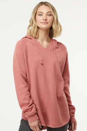 Independent Trading Company Damen California Wave Wash Kapuzenpullover Hoodie - Staubiges Rosenrosa