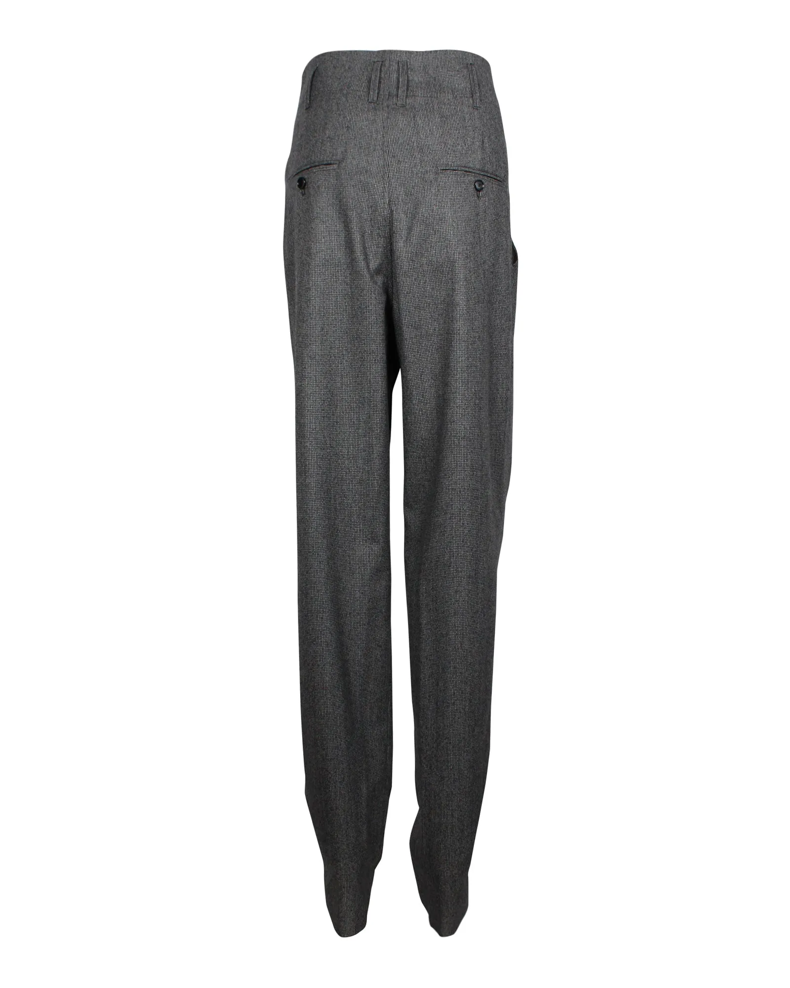 Isabel Marant Plissierte Gerade Hose mit Hoher Taille in Grau aus Virgin Wool