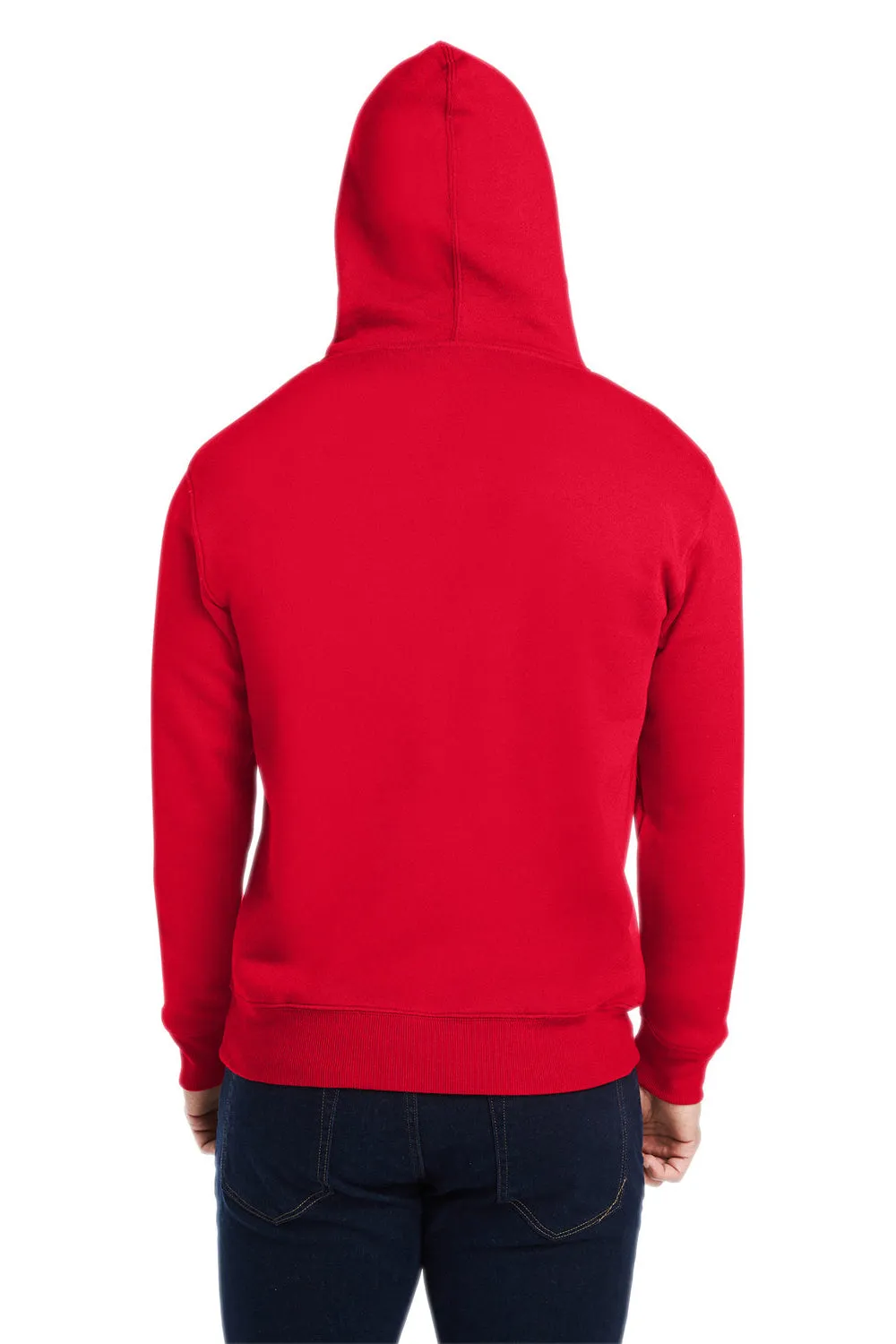 J America Herren Fleece Kapuzenpullover mit Kangaroo-Tasche - Einfarbig Rot