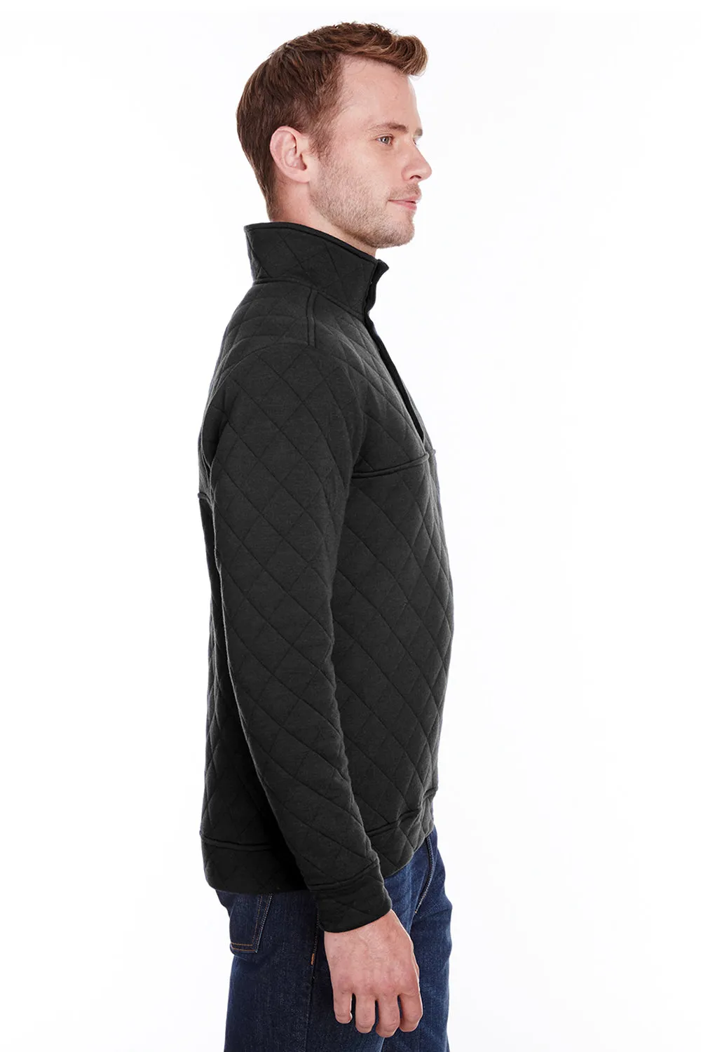 J America Herren Steppjacke mit 1/4 Reißverschluss - Schwarz