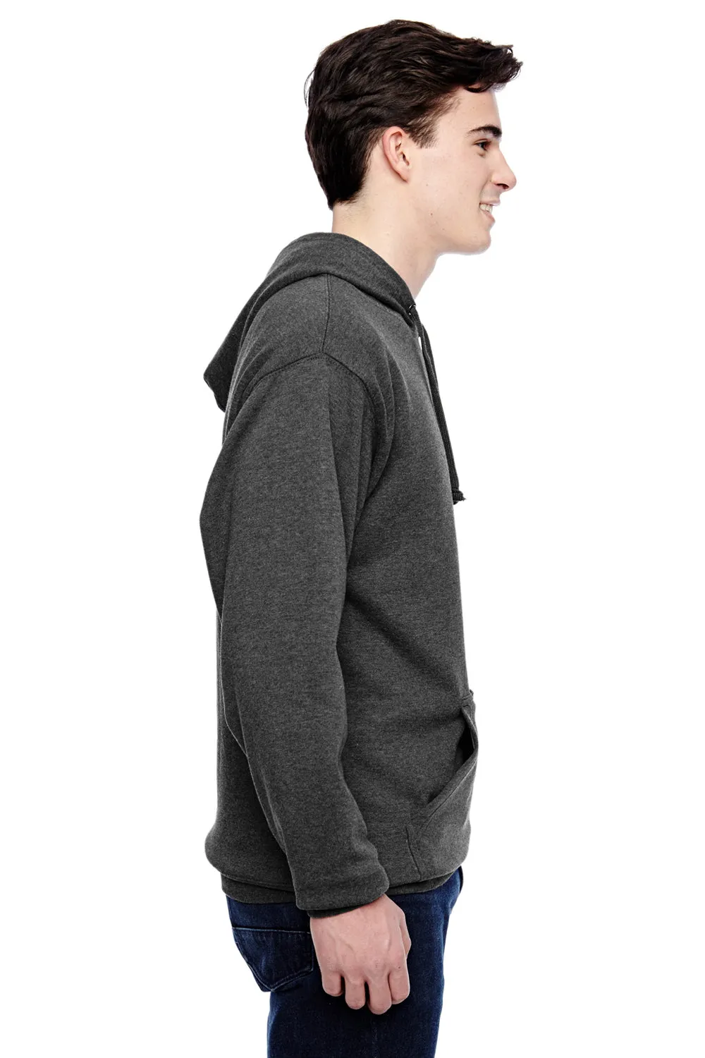 J America Herren Tailgate Fleece Kapuzenpullover mit Kangaroo-Tasche - Heather Charcoal Grey