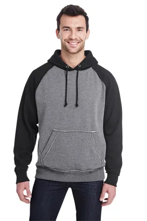J America Herren Vintage Kapuzenpullover mit Brusttasche - Rauchgrau/Schwarz