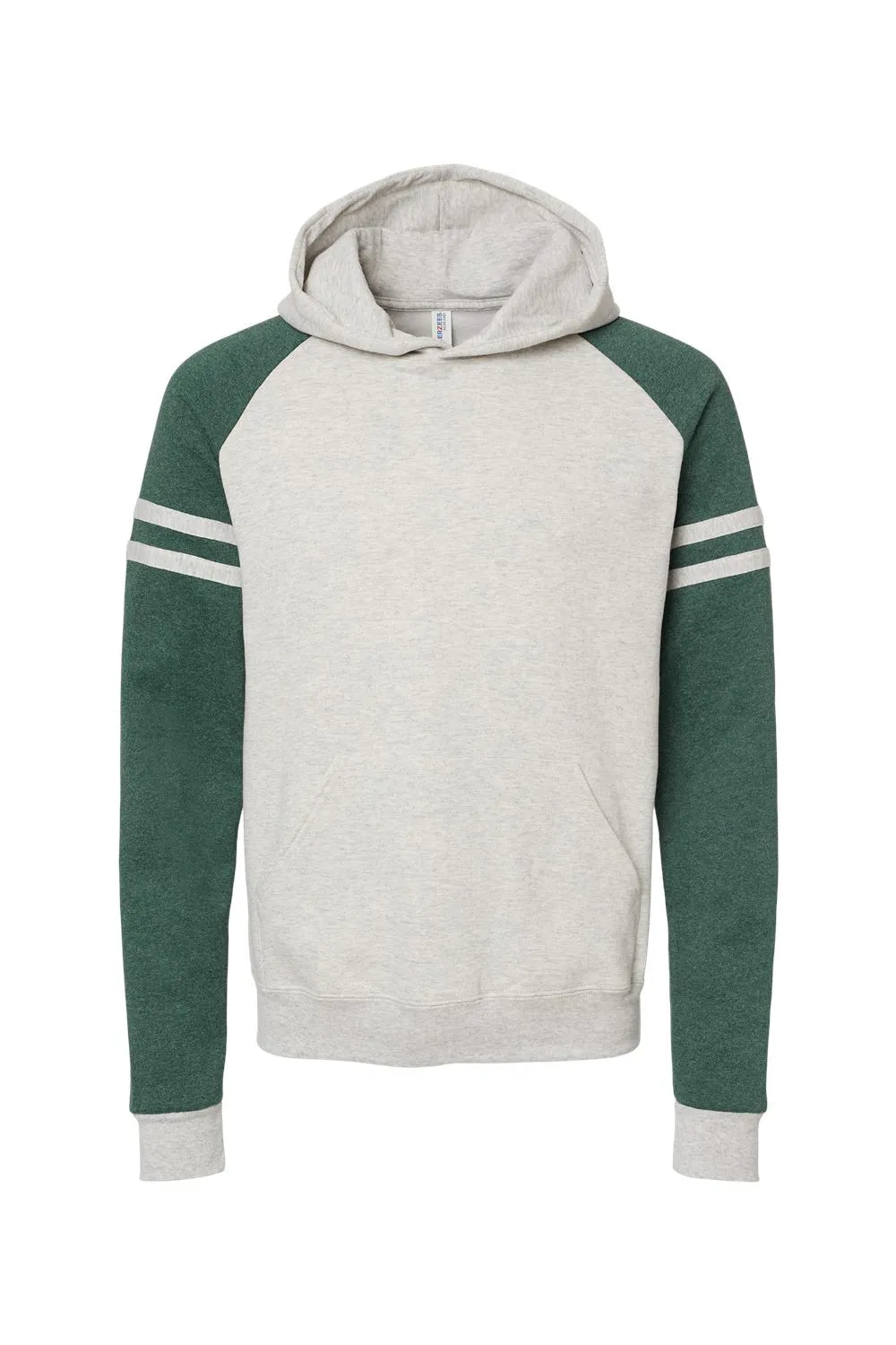 Jerzees Herren NuBlend Fleece Varsity Colorblock Kapuzenpullover mit Kangaroo-Tasche - Heather Oatmeal/Waldgrün