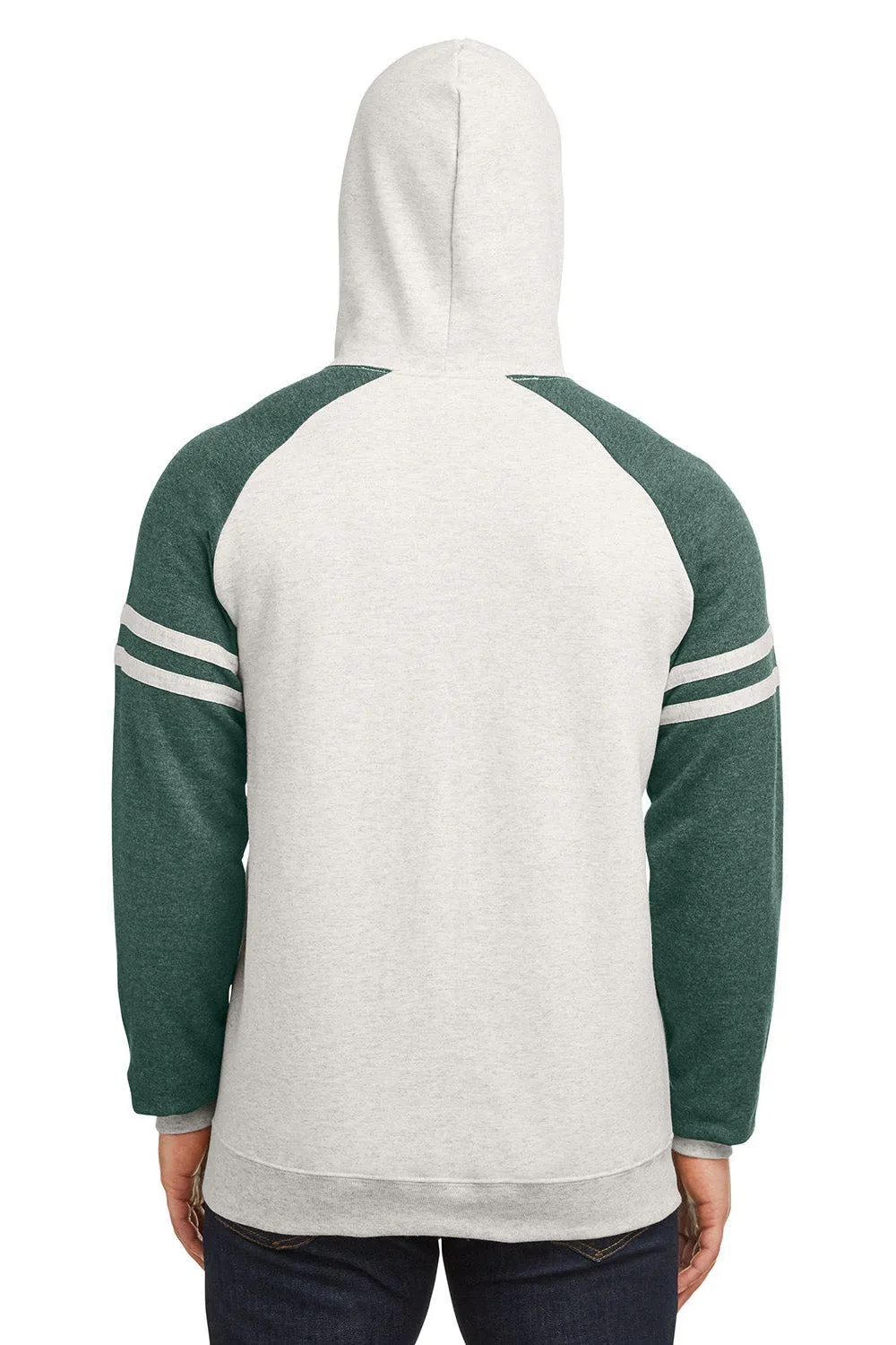 Jerzees Herren NuBlend Fleece Varsity Colorblock Kapuzenpullover mit Kangaroo-Tasche - Heather Oatmeal/Waldgrün