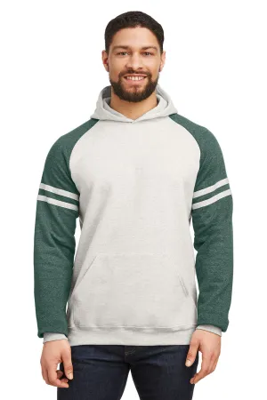 Jerzees Herren NuBlend Fleece Varsity Colorblock Kapuzenpullover mit Kangaroo-Tasche - Heather Oatmeal/Waldgrün