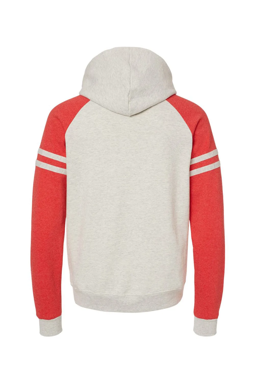 Jerzees Herren NuBlend Fleece Varsity Colorblock Kapuzenpullover Hoodie mit Kangaroo-Tasche - Heather Oatmeal/Rot