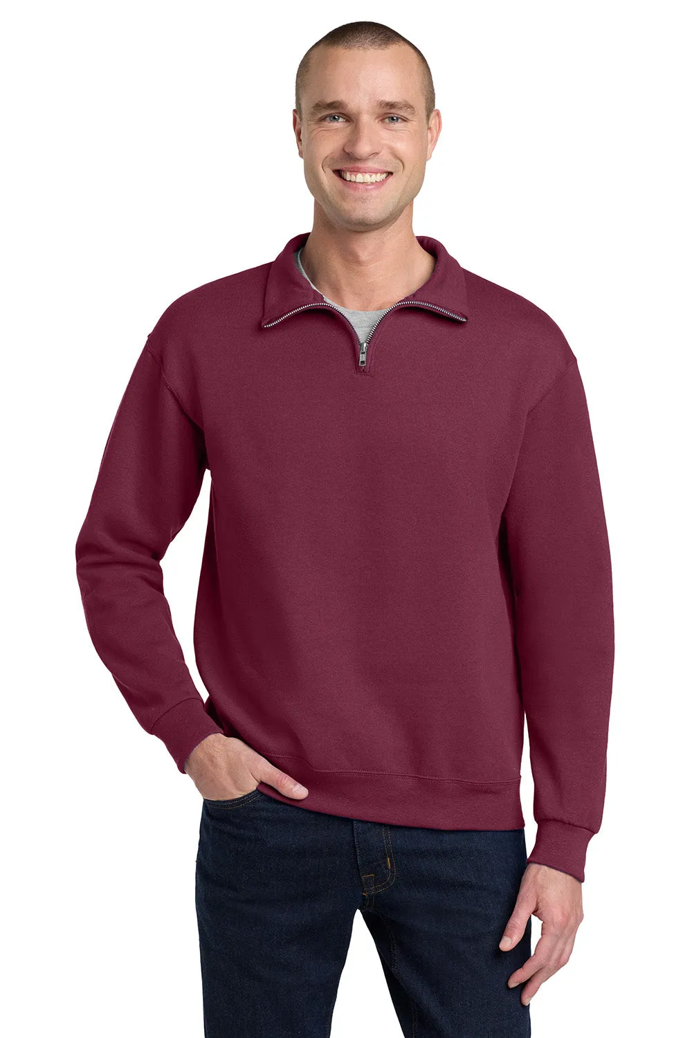 Jerzees Herren NuBlend pillingresistente Fleece 1/4-Zip Sweatshirt - Kastanienbraun