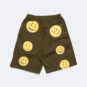 Kapital Clothing Kammgarn-Burberry EASY Shorts (REGENBOGEN) - Khaki/Gelb