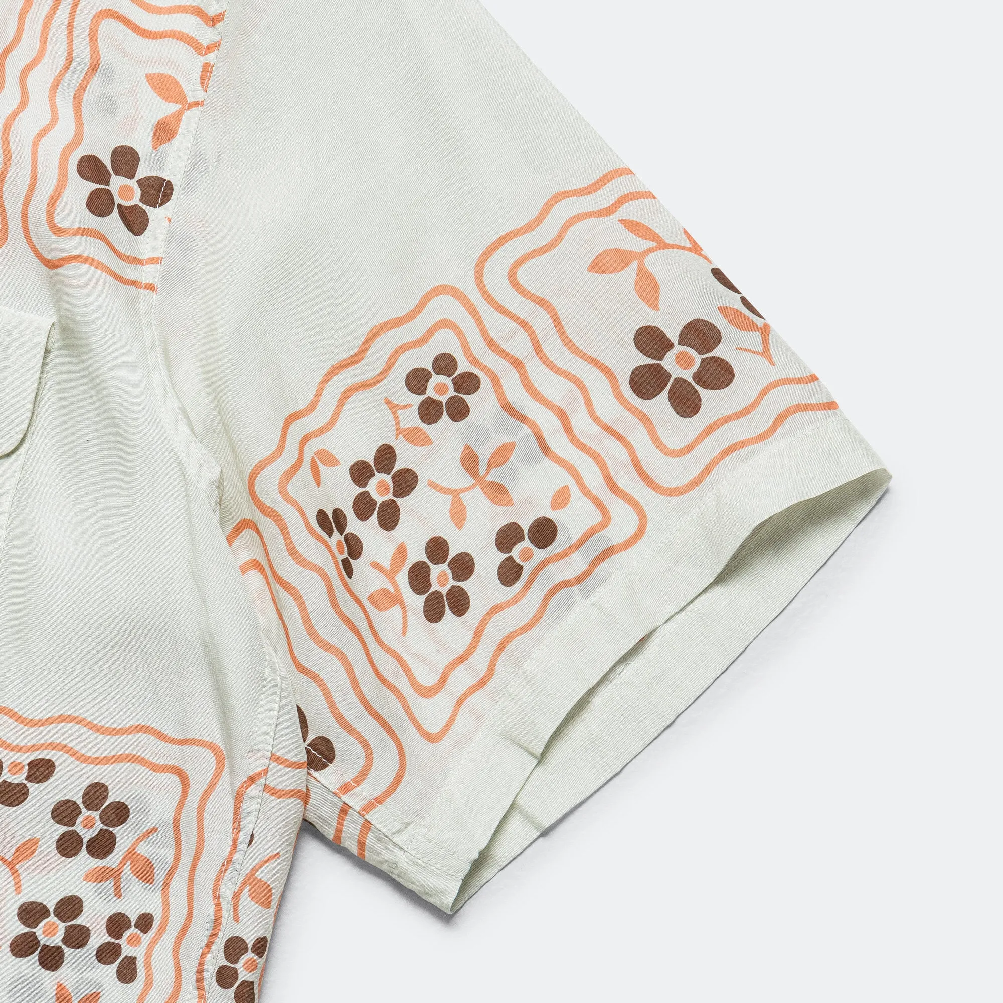 Kapital Clothing Seiden-Rayon COOKIE WRANGLE Kragen Aloha-Hemd - Ecru