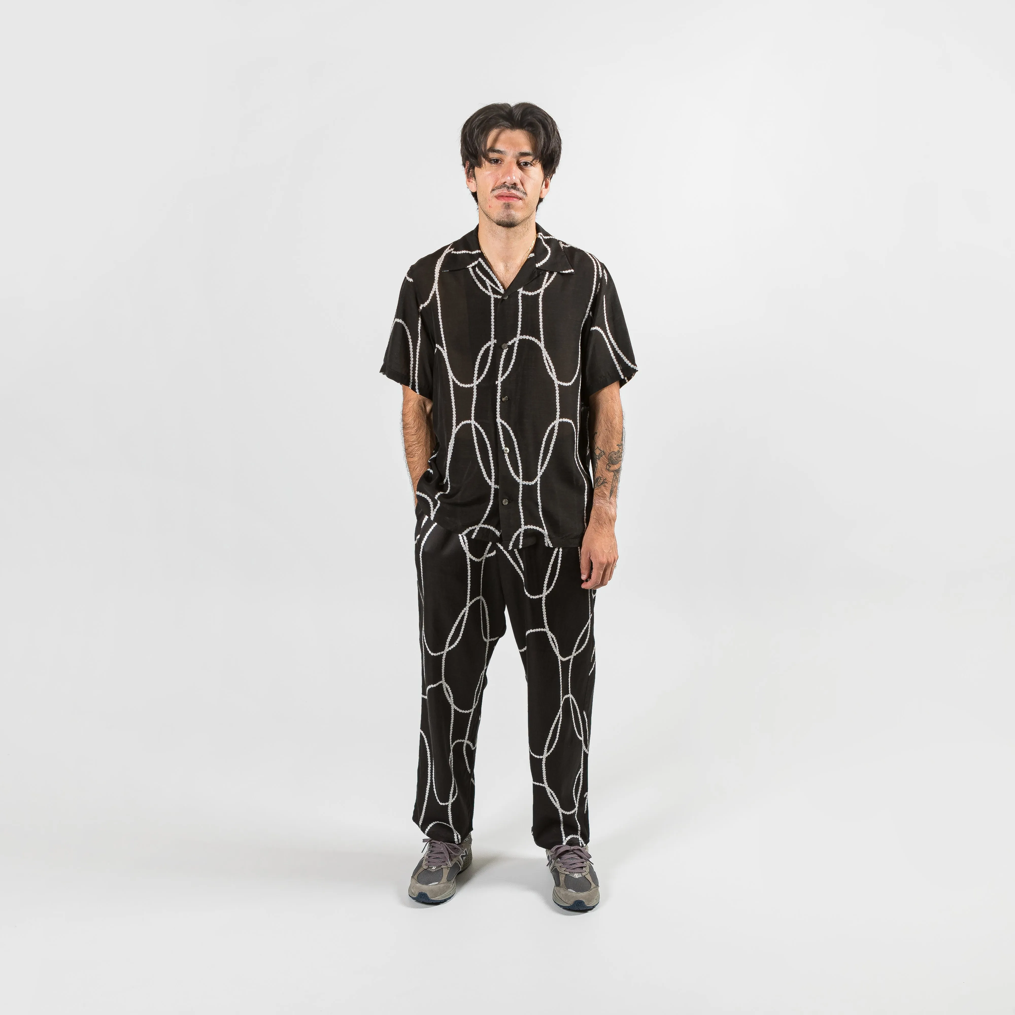 Kapital Clothing Seide Rayon PEARL-KATABIRA Aloha - Schwarz