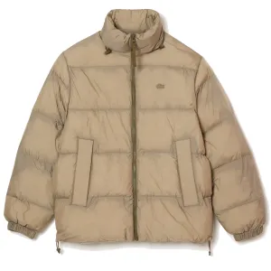 Lacoste Kurze wasserabweisende Daunenjacke Khaki Grün