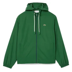 Lacoste Kurze Wasserdichte Sportjacke mit abnehmbarer Kapuze in Kieferngrün