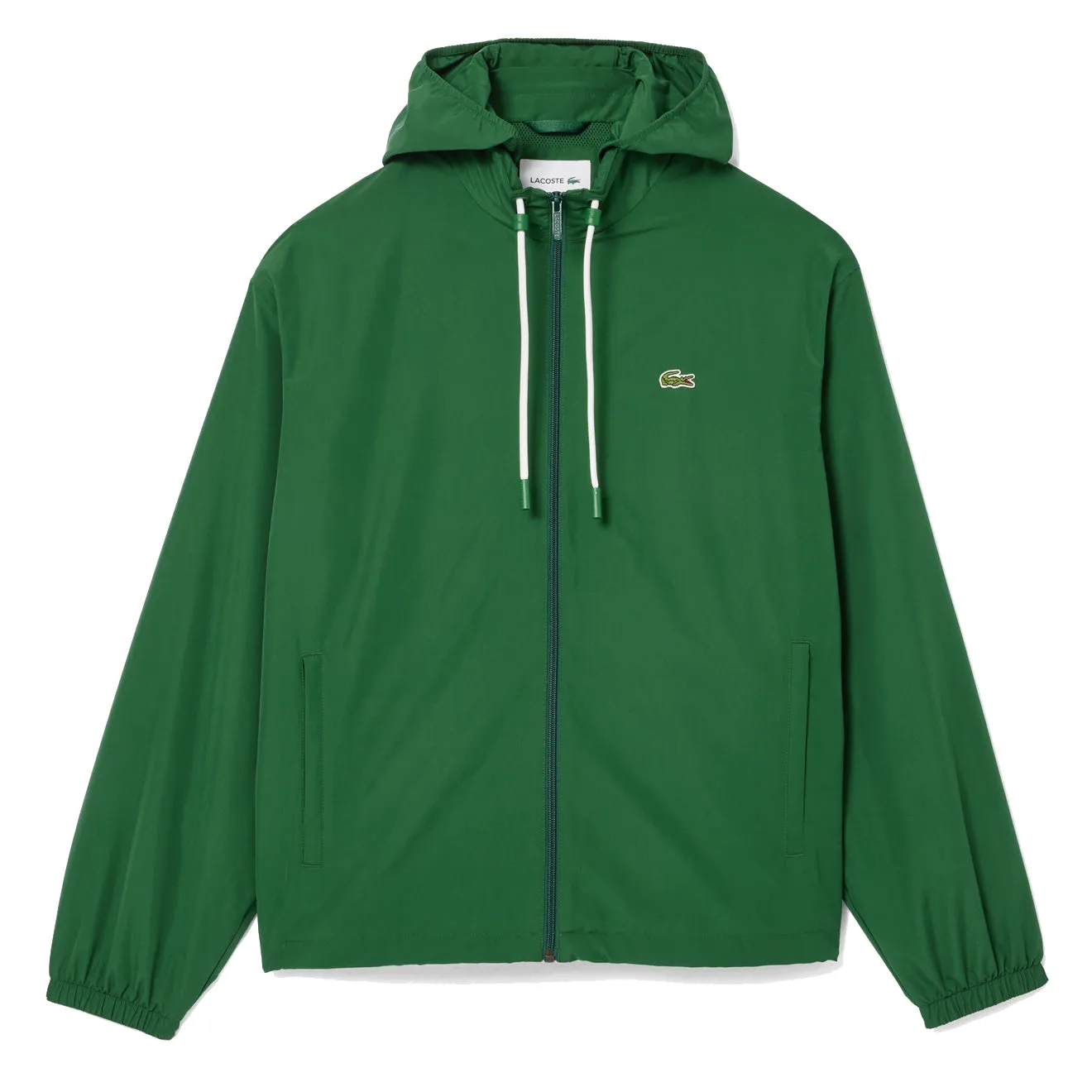 Lacoste Kurze Wasserdichte Sportjacke mit abnehmbarer Kapuze in Kieferngrün
