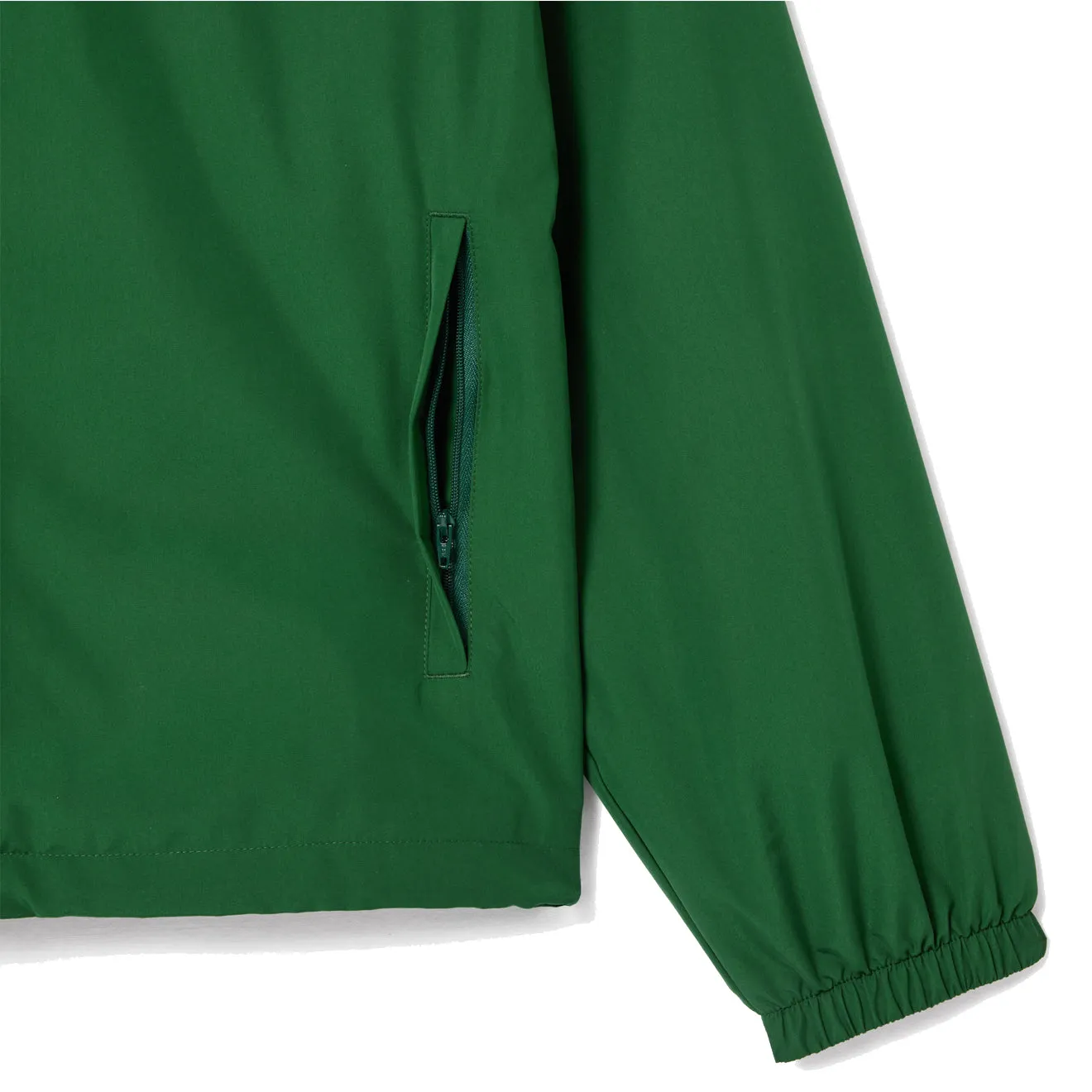 Lacoste Kurze Wasserdichte Sportjacke mit abnehmbarer Kapuze in Kieferngrün