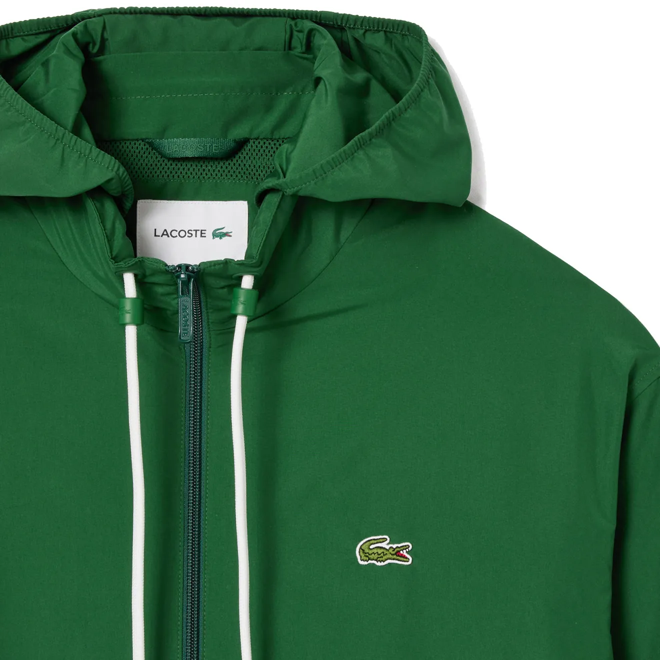 Lacoste Kurze Wasserdichte Sportjacke mit abnehmbarer Kapuze in Kieferngrün