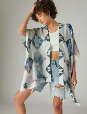 Lucky Brand Laura Ashley Gedrucktes Patchwork Kimono Creme Patchwork Lucky Brand
