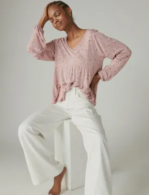 Lucky Brand Gedrucktes Gestuftes Tunika Pink Kombination Lucky Brand