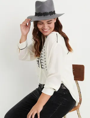 Lucky Brand Satin Western Hemd in Birke Lucky Brand