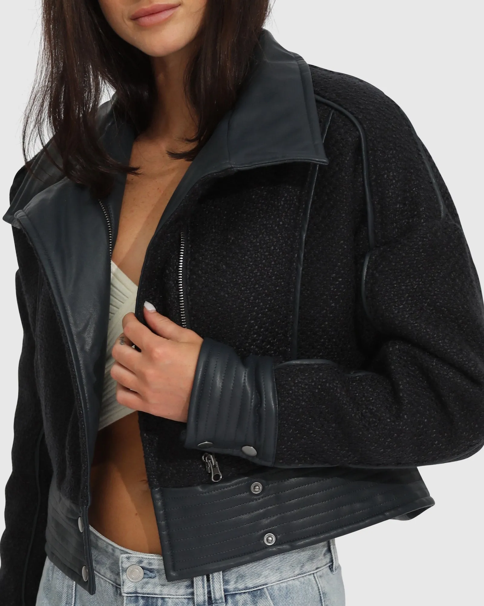 Mad Love Cropped Bomber - Marineblau
