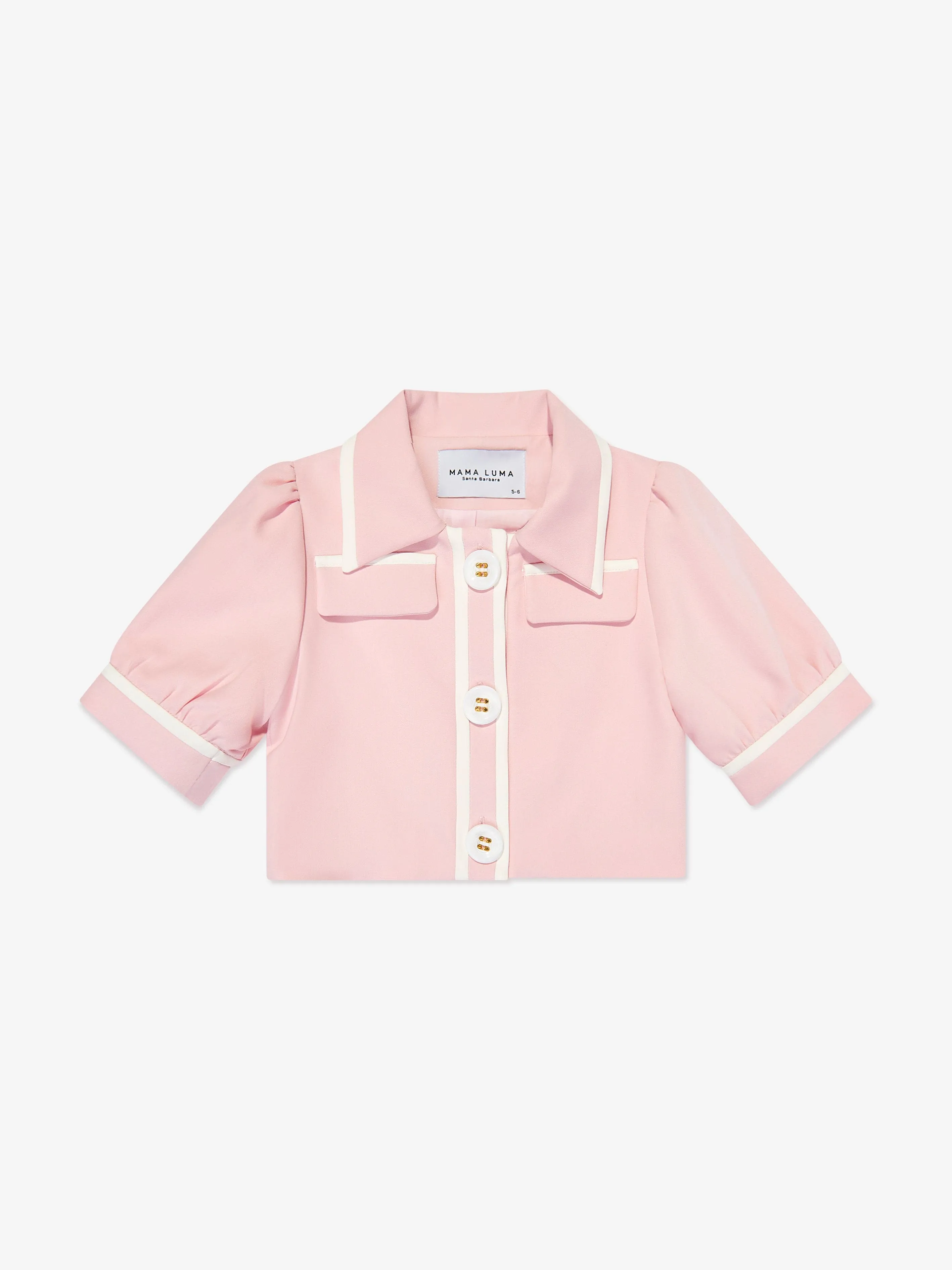 Mama Luma Girls Kontraststich Crop Bolero in Pink