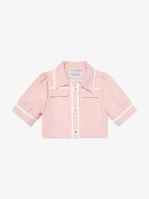 Mama Luma Girls Kontraststich Crop Bolero in Pink