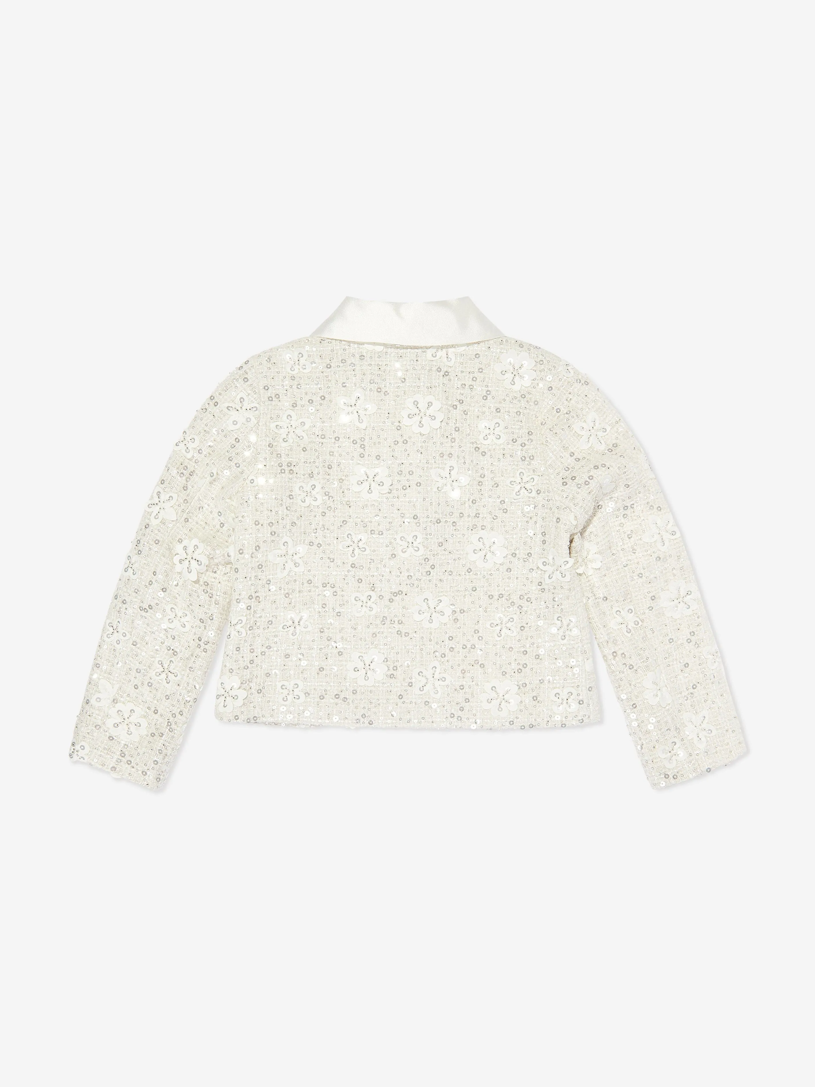 Mama Luma Girls Pailletten bestickte Jacke in Weiß
