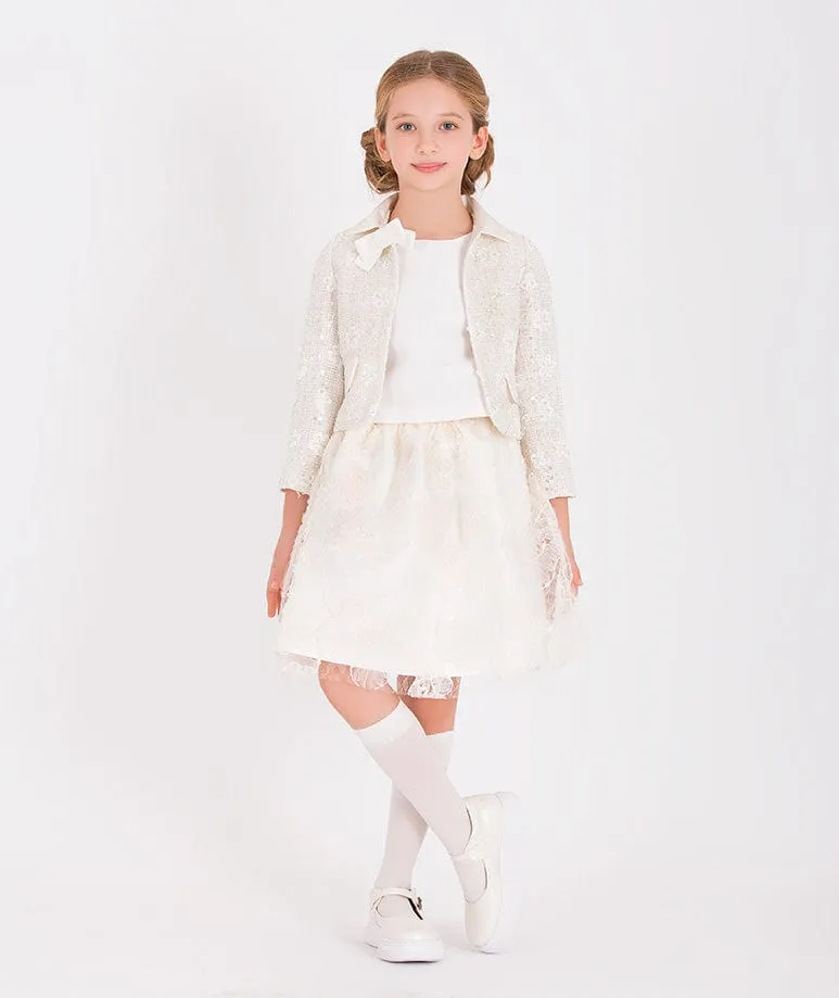 Mama Luma Girls Pailletten bestickte Jacke in Weiß