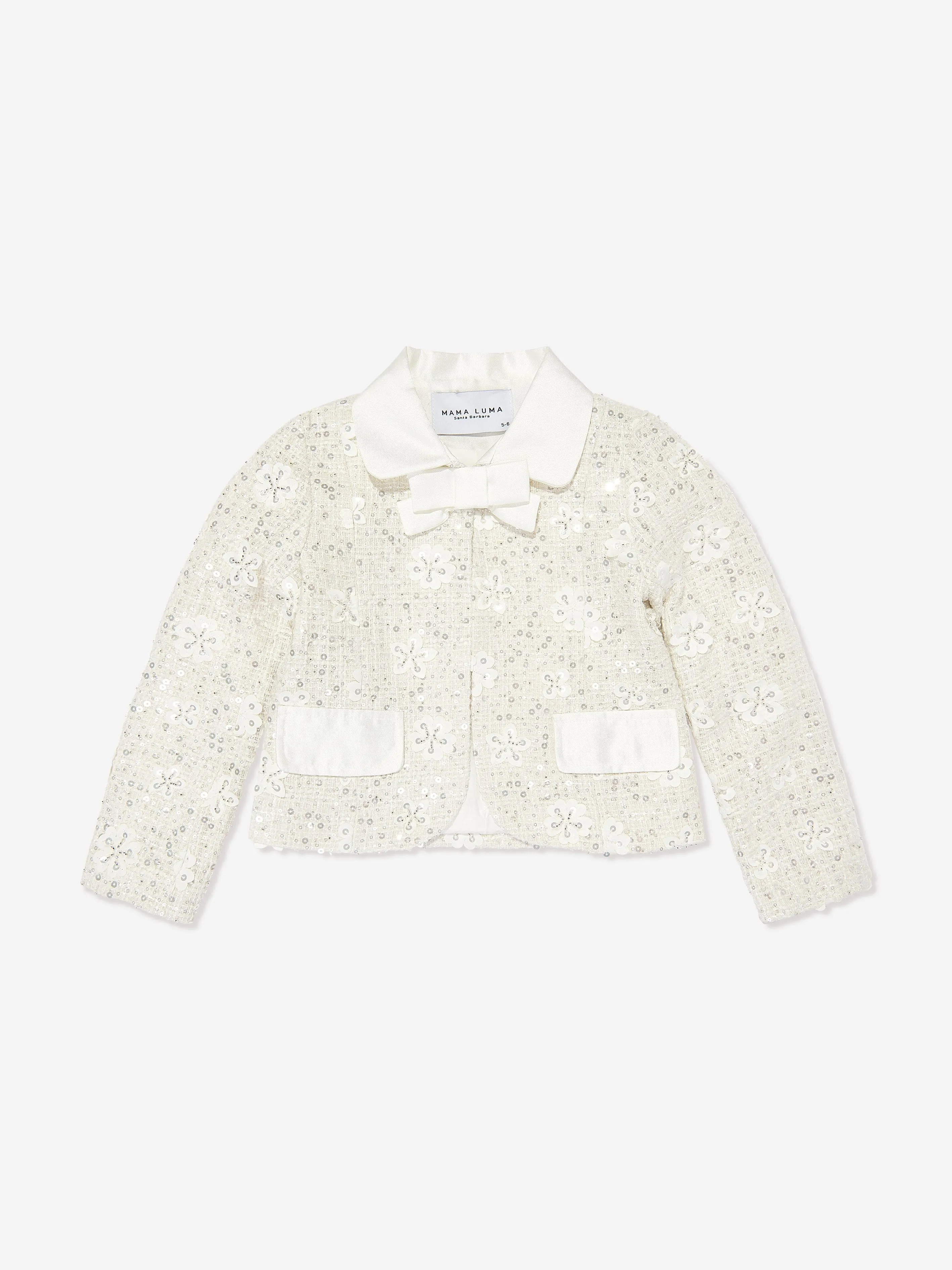 Mama Luma Girls Pailletten bestickte Jacke in Weiß