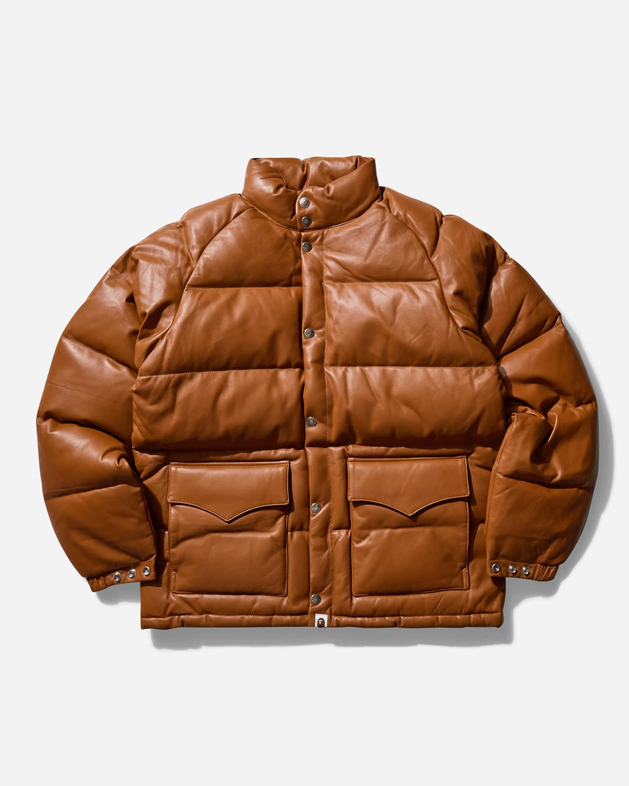 Herren Leder Classic Daunenjacke Braun