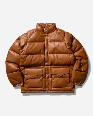 Herren Leder Classic Daunenjacke Braun