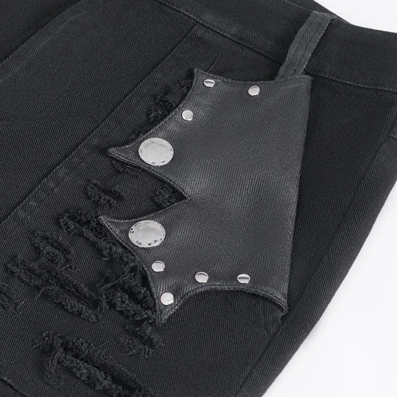 Herren-Punk-Hose mit Rissen und Fransen