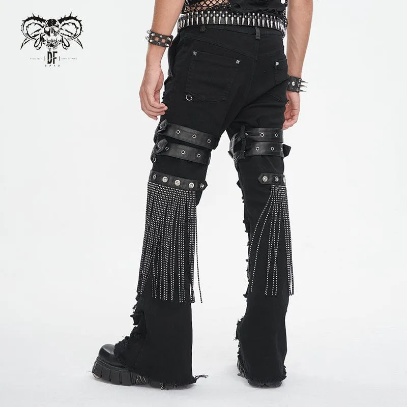 Herren-Punk-Hose mit Rissen und Fransen