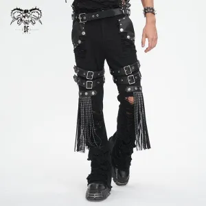 Herren-Punk-Hose mit Rissen und Fransen