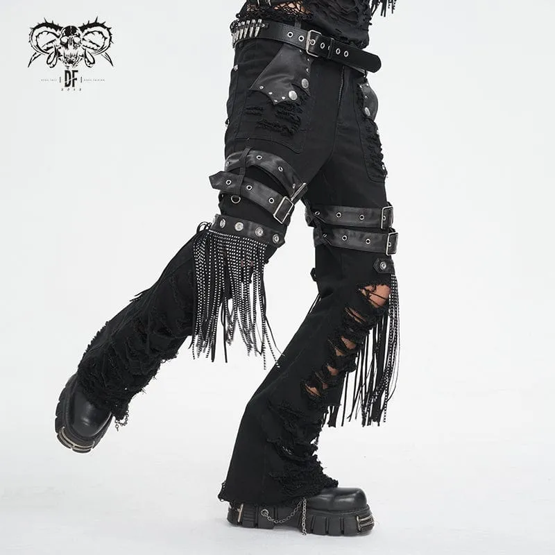 Herren-Punk-Hose mit Rissen und Fransen