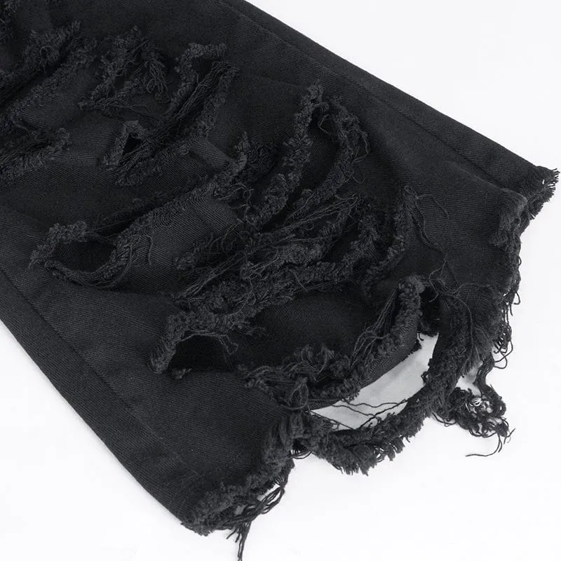 Herren-Punk-Hose mit Rissen und Fransen