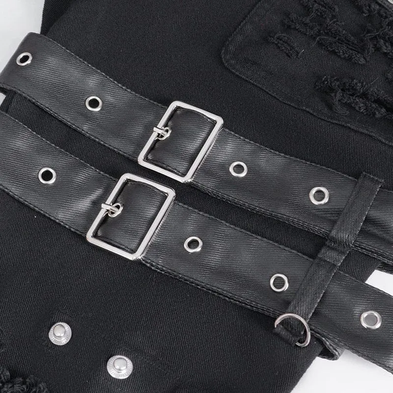 Herren-Punk-Hose mit Rissen und Fransen