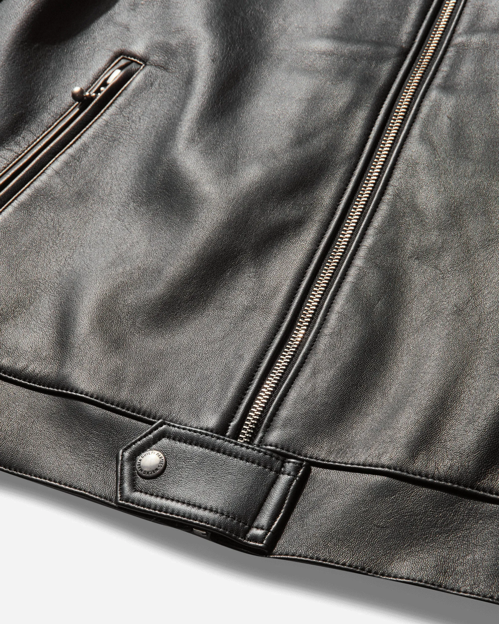 Herren-Lederjacke für Einzelfahrer (Typ-2) Schwarz