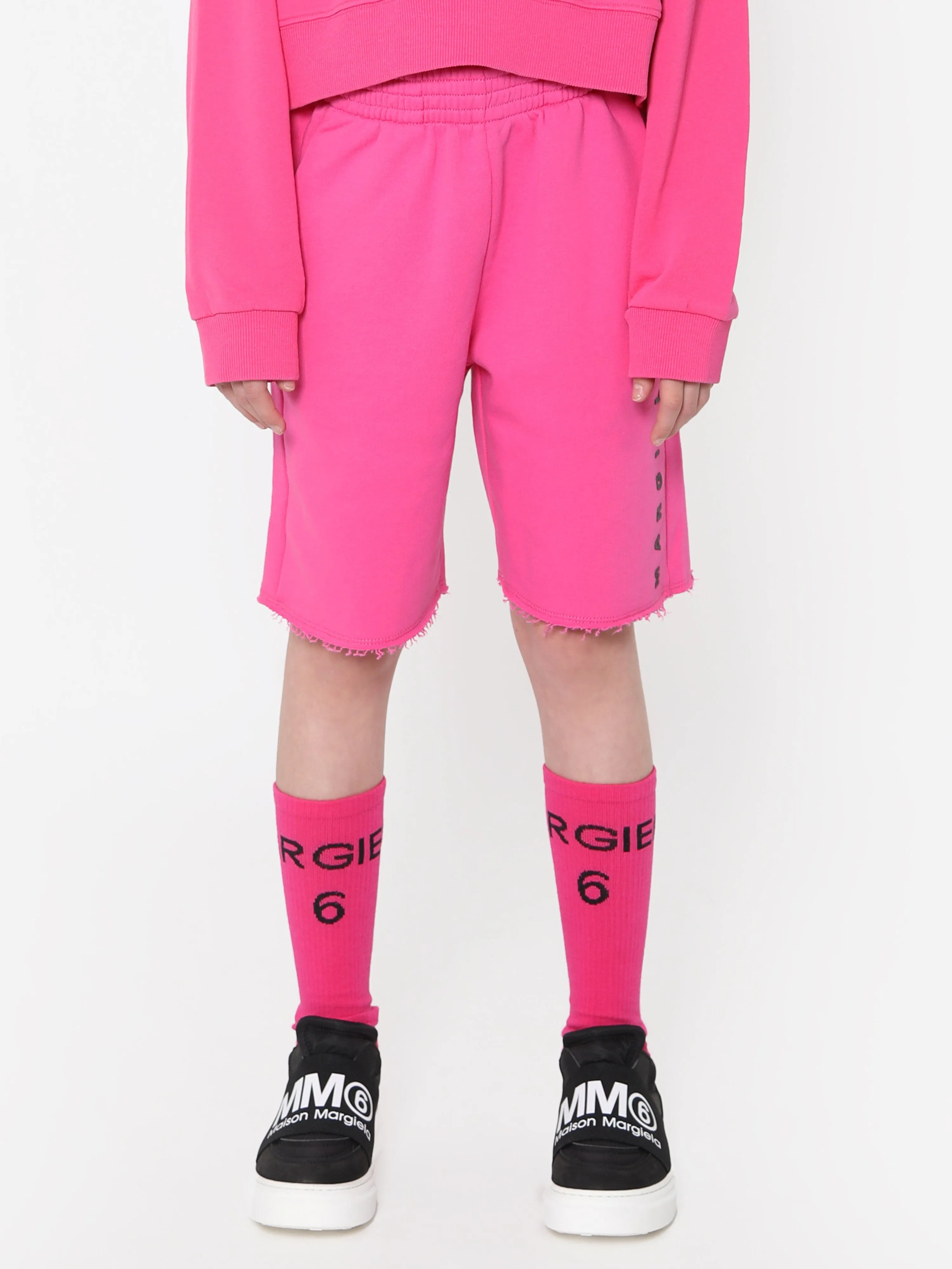 MM6 Maison Margiela Kids Logo Shorts in Rosa