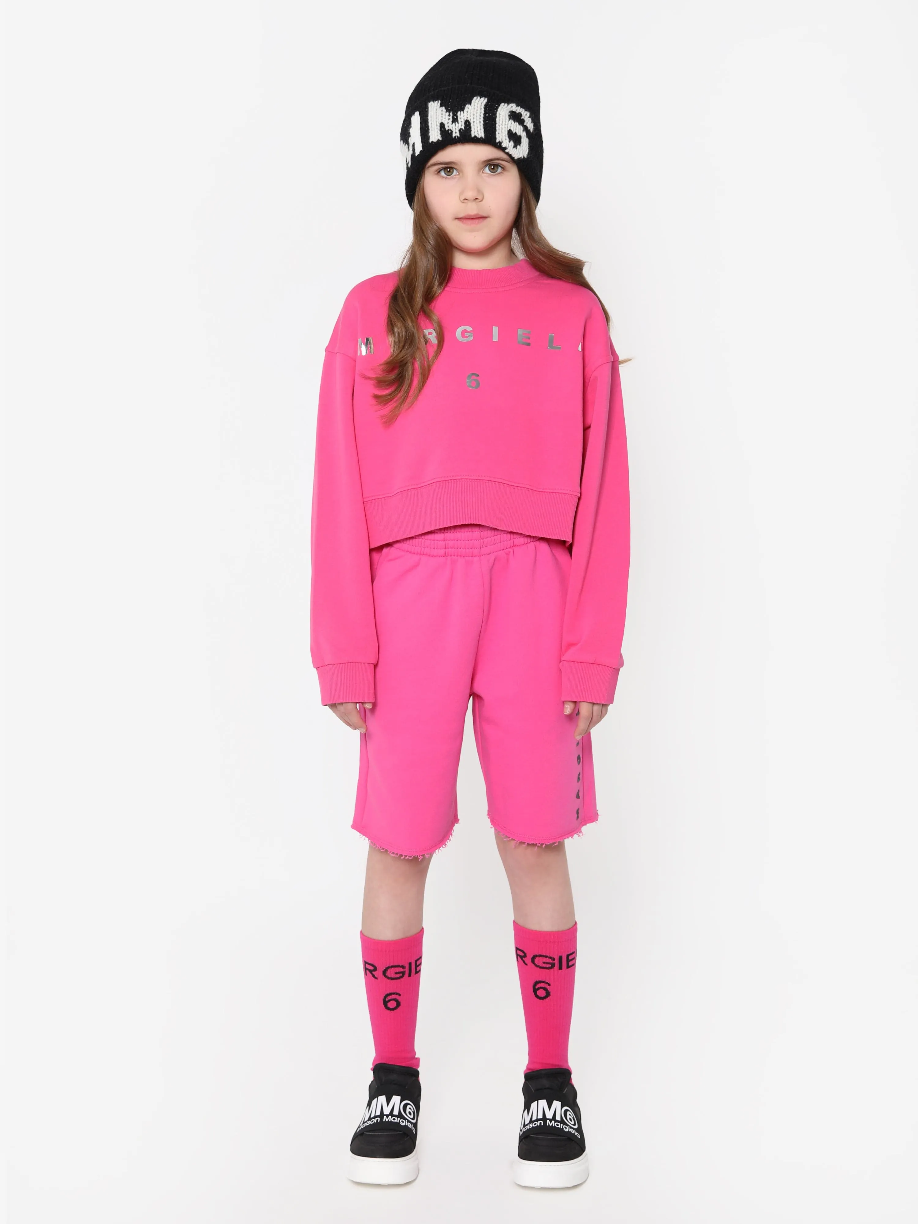 MM6 Maison Margiela Kids Logo Shorts in Rosa